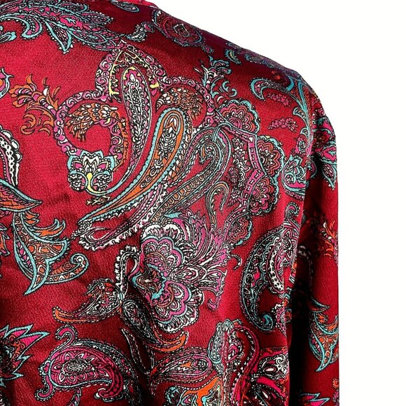 Talbots Woman's size 3XP Blouse Burgundy Paisley long sleeve - Picture 8 of 12